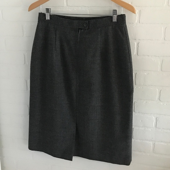 Vintage Pencil Skirt Mister Leonard Pure Virgin Wool Gray Women Size 14P - Picture 7 of 8